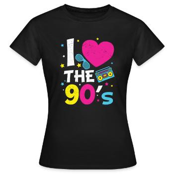90er Jahre Neunziger Mottoparty Retro - Frauen T-Shirt - Schwarz - Vorne - AI Model Female 172 dark (172cm)
