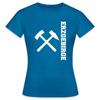 Erzgebirge Bergbau - Frauen T-Shirt - Antikblaues Saphir meliert - Vorne - AI Model Female 172 dark (172cm)