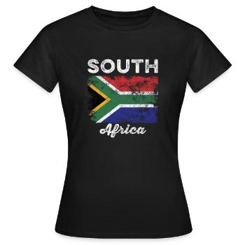 Südafrika Flagge Distressed - Frauen T-Shirt - Schwarz - Vorne - AI Model Female 172 dark (172cm)
