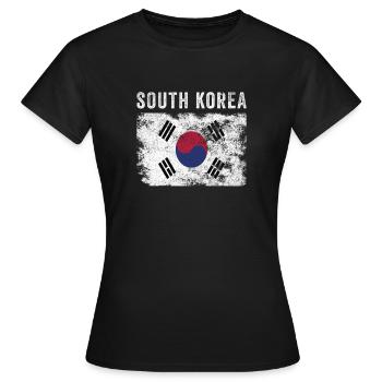 Südkorea Flagge Distressed - Frauen T-Shirt - Schwarz - Vorne - AI Model Female 172 dark (172cm)