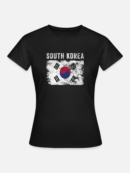 Südkorea Flagge Distressed - Frauen T-Shirt - Schwarz