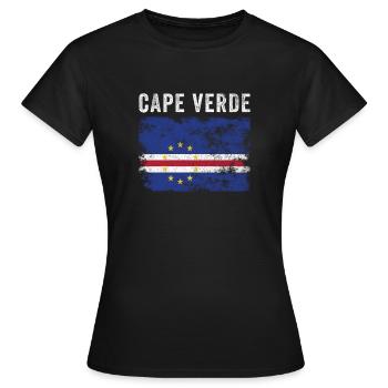 Kapverdische Flagge Distressed - Frauen T-Shirt - Schwarz - Vorne - AI Model Female 172 dark (172cm)