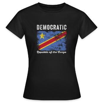 Flagge der Demokratischen Republik Kongo - Frauen T-Shirt - Schwarz - Vorne - AI Model Female 172 dark (172cm)