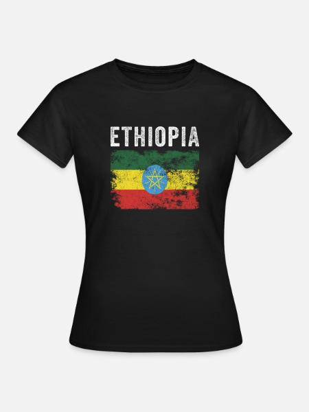 Bandera de Etiopía Afligida Bandera etíope - Camiseta mujer - negro