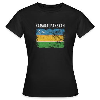 Karakalpakstan Flag Distressed - Women's T-Shirt - black - Front - AI Model Female 172 dark (172cm)
