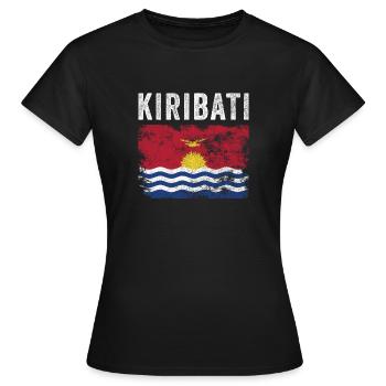 Kiribati Flagge Distressed I Kiribati Flagge - Frauen T-Shirt - Schwarz - Vorne - AI Model Female 172 dark (172cm)