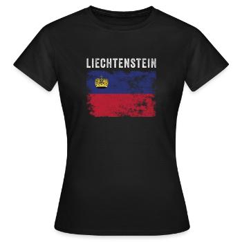 Liechtenstein Flag Distressed - Women's T-Shirt - black - Front - AI Model Female 172 dark (172cm)