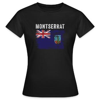 Montserrat Flagge Distressed - Frauen T-Shirt - Schwarz - Vorne - AI Model Female 172 dark (172cm)