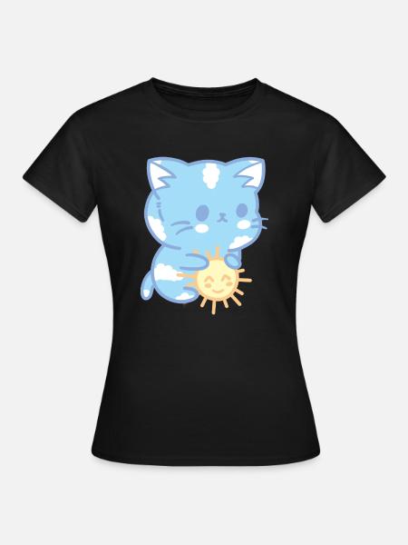 Sky cat - Dame-T-shirt - sort
