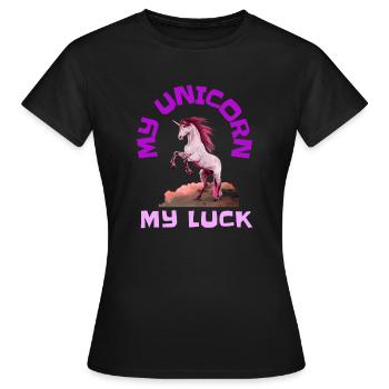 Mein Einhorn mein Glück Fabel Märchen Geschenkidee - Frauen T-Shirt - Schwarz - Vorne - AI Model Female 172 dark (172cm)
