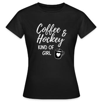 Café et hockey genre de fille. - T-shirt Femme - noir - Devant - AI Model Female 172 dark (172cm)