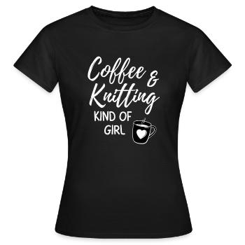 Coffee & knitting kind of girl. - Women's T-Shirt - black - Front - AI Model Female 172 dark (172cm)