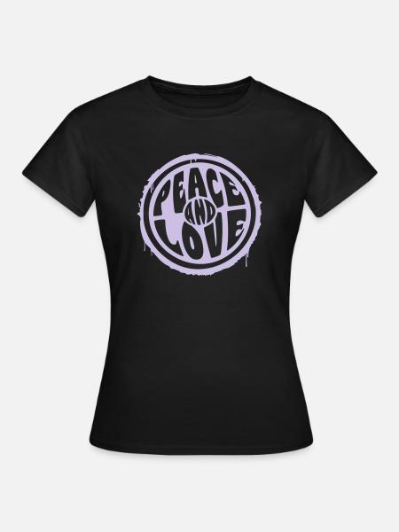 Peace and Love - Frauen T-Shirt - Schwarz