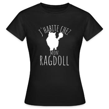 j habite chez ragdoll 1 - T-shirt Femme - noir - Devant - AI Model Female 172 dark (172cm)
