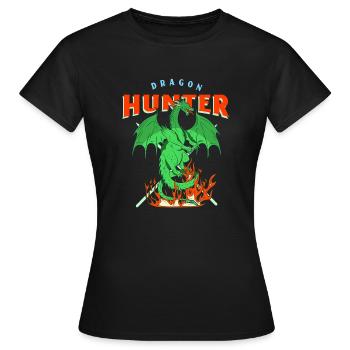 Dragon Crachats Feu Cadeau Personnage De Dessin Animé - T-shirt Femme - noir - Devant - AI Model Female 172 dark (172cm)