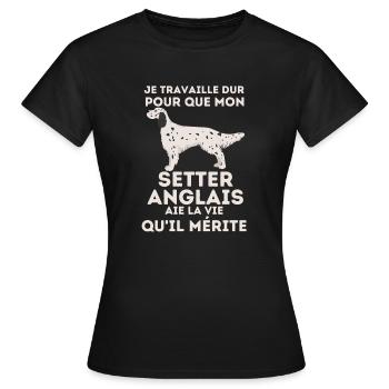 Setter anglais chien de race - T-shirt Femme - noir - Devant - AI Model Female 172 dark (172cm)