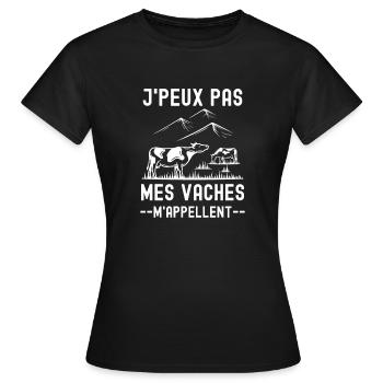 Vaches ferme - T-shirt Femme - noir - Devant - AI Model Female 172 dark (172cm)