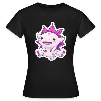 Axolotl souriant - T-shirt Femme - noir - Devant - AI Model Female 172 dark (172cm)
