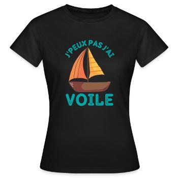 Bateau à voile 1 - T-shirt Femme - noir - Devant - AI Model Female 172 dark (172cm)