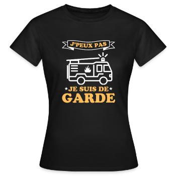 Pompier je suis de garde - T-shirt Femme - noir - Devant - AI Model Female 172 dark (172cm)