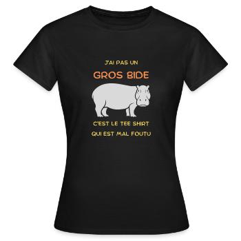 J'ai pas un Gros Bide - T-shirt Femme - noir - Devant - AI Model Female 172 dark (172cm)