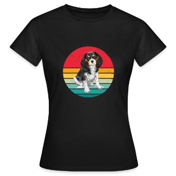 Cavalier King Charles Retro Chien - T-shirt Femme - noir - Devant - AI Model Female 172 dark (172cm)