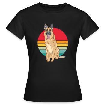 German Shepherd retro Berger allemand - T-shirt Femme - noir - Devant - AI Model Female 172 dark (172cm)