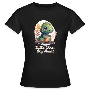Petit Dino Grand Cœur - T-shirt Femme - noir - Devant - AI Model Female 172 dark (172cm)