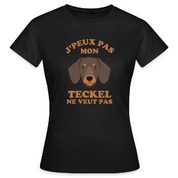 Chien de race teckel 2 - T-shirt Femme - noir - Devant - AI Model Female 172 dark (172cm)
