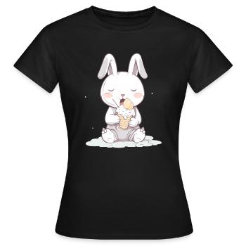 Gâterie estivale : Lapin avec crème glacée - T-shirt Femme - noir - Devant - AI Model Female 172 dark (172cm)