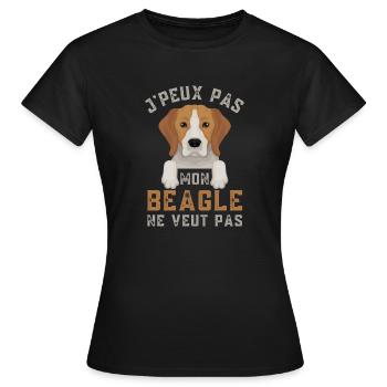 Beagle - T-shirt Femme - noir - Devant - AI Model Female 172 dark (172cm)