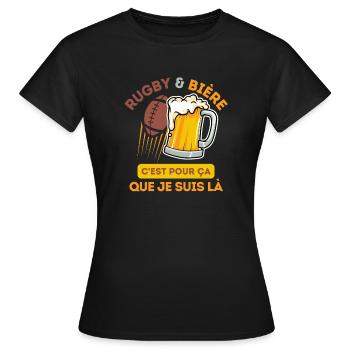 bugby et bière match de rugby - T-shirt Femme - noir - Devant - AI Model Female 172 dark (172cm)