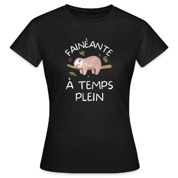 Paresseuse fainéante - T-shirt Femme - noir - Devant - AI Model Female 172 dark (172cm)