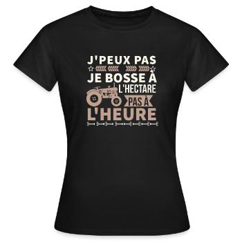 Agriculteur je bosse à l hectare pas à l heure - T-shirt Femme - noir - Devant - AI Model Female 172 dark (172cm)