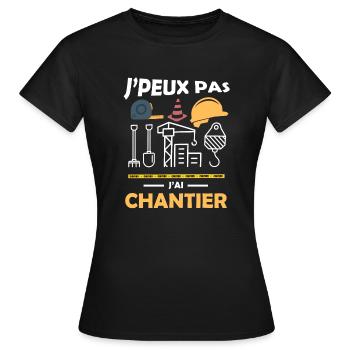 je peux pas j ai chantier 12 - T-shirt Femme - noir - Devant - AI Model Female 172 dark (172cm)