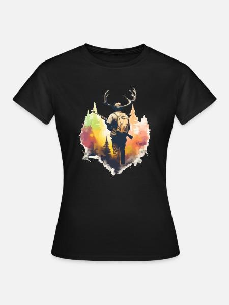 Der Hirschjäger - Frauen T-Shirt - Schwarz