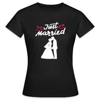 gerade geheiratet Hochzeitspaar Hochzeit Geschenk - Frauen T-Shirt - Schwarz - Vorne - AI Model Female 172 dark (172cm)