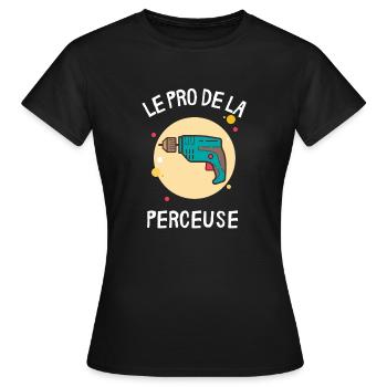 Pro de la perceuse - T-shirt Femme - noir - Devant - AI Model Female 172 dark (172cm)