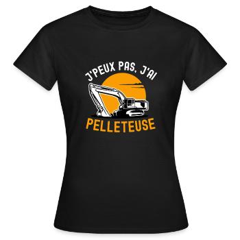 Humour pelleteuse construction chantier - T-shirt Femme - noir - Devant - AI Model Female 172 dark (172cm)