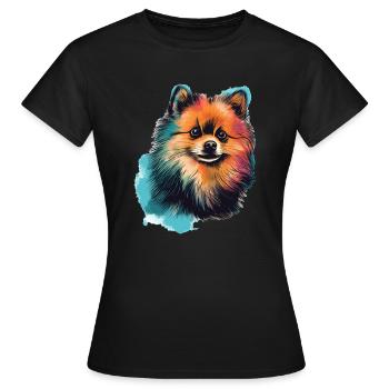 Pomeranian Zwegspitz Zeichnung - Frauen T-Shirt - Schwarz - Vorne - AI Model Female 172 dark (172cm)
