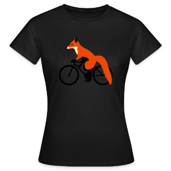 Fuchs auf dem Fahrrad - Frauen T-Shirt - Schwarz - Vorne - AI Model Female 172 dark (172cm)