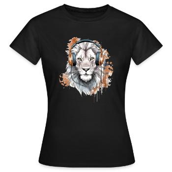 Heko le lion audiophile - T-shirt Femme - noir - Devant - AI Model Female 172 dark (172cm)