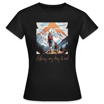 Randonner avec le chien - T-shirt Femme - noir - Devant - AI Model Female 172 dark (172cm)