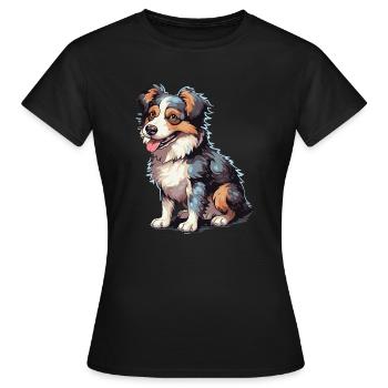 Un chiot brun gris blanc chien - T-shirt Femme - noir - Devant - AI Model Female 172 dark (172cm)