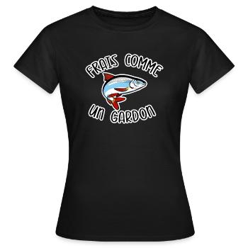 citation humour de pêcheur sobre - T-shirt Femme - noir - Devant - AI Model Female 172 dark (172cm)