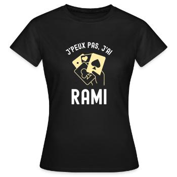 Jeu de cartes rami - T-shirt Femme - noir - Devant - AI Model Female 172 dark (172cm)
