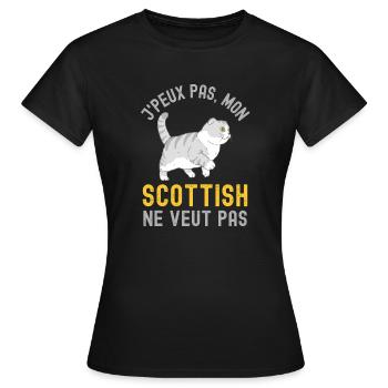 Chat de race scottish 1 - T-shirt Femme - noir - Devant - AI Model Female 172 dark (172cm)