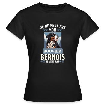 Bouvier bernois chien doux - T-shirt Femme - noir - Devant - AI Model Female 172 dark (172cm)