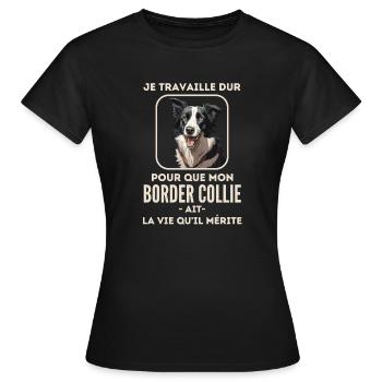 Chien de race border collie 6 - T-shirt Femme - noir - Devant - AI Model Female 172 dark (172cm)