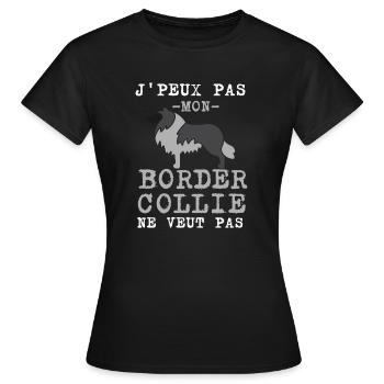 Chien de race border collie - T-shirt Femme - noir - Devant - AI Model Female 172 dark (172cm)
